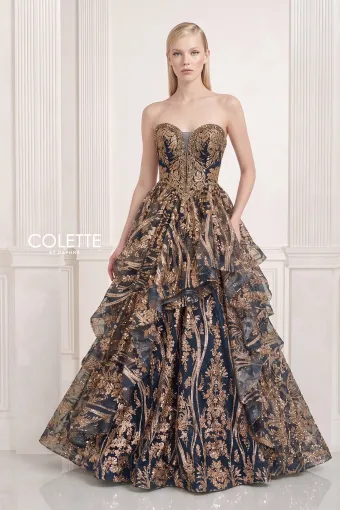 Colette by Daphne Style #CL3006 #0 default Navy/Gold frontface vertical thumbnail