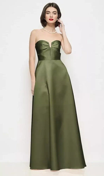 Dessy Collection 3199  Strapless Pleated U-Wire Satin Maxi Dress with Semi Circle Skirt #0 default frontface vertical thumbnail
