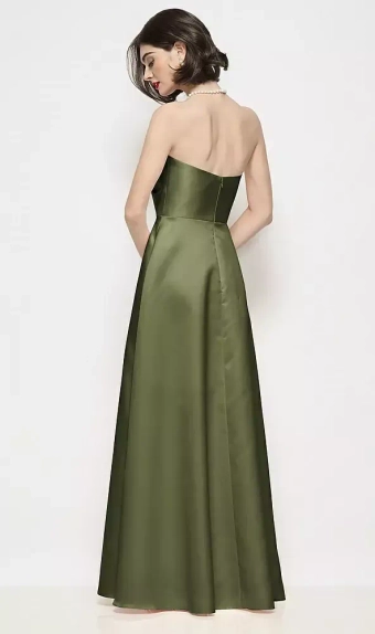 Dessy Collection 3199  Strapless Pleated U-Wire Satin Maxi Dress with Semi Circle Skirt #2 default backface vertical thumbnail
