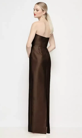 Dessy Collection 3200  Strapless Pleated U-Wire Satin Column Maxi Dress #2 default backface vertical thumbnail