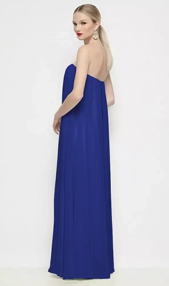 Dessy Collection 3204  Strapless Shirred Chiffon Trapeze Maxi Dress #2 default backface vertical thumbnail
