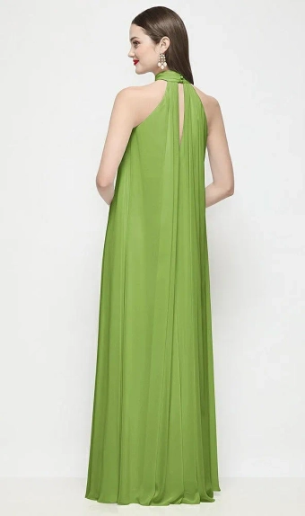 Dessy Collection 3205  Slip-On Shirred Chiffon Trapeze Halter Dress #2 default backface vertical thumbnail