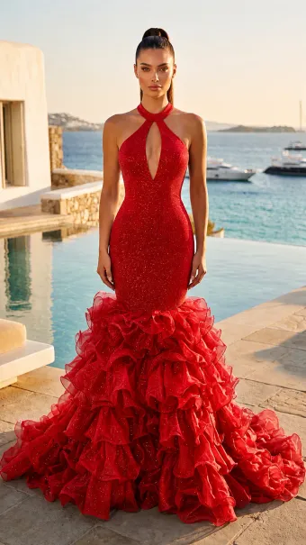 Jasz Couture Style #8029 $2 Red frontface vertical thumbnail