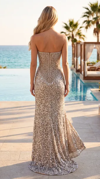 Jasz Couture Style #8034 $2 default Nude/Silver backface vertical thumbnail