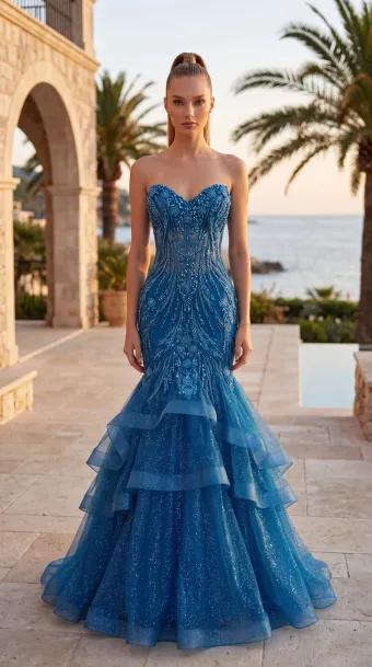 Jasz Couture Style #8076 $0 default Teal frontface vertical thumbnail