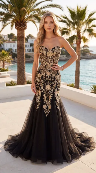 Jasz Couture Style #8081 $0 default Black/Gold frontface vertical thumbnail