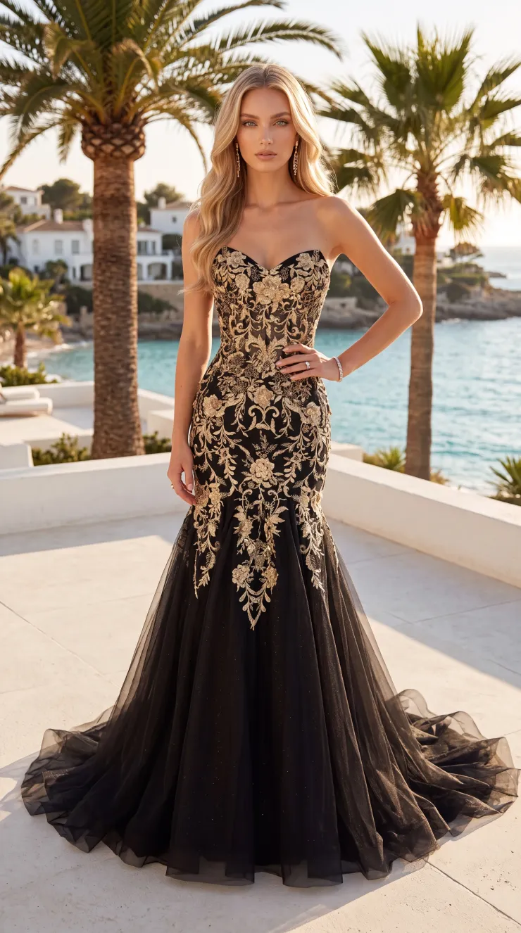 Jasz Couture Style #8081 #0 default Black/Gold frontface vertical picture