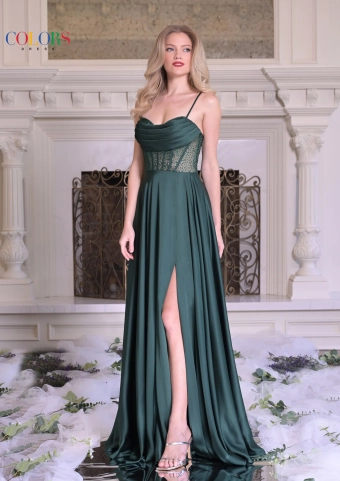 Colors Dress Style No. 3431 #1 Deep Green frontface vertical thumbnail