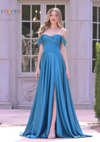 Colors Dress Style #3606 #1 Teal frontface vertical thumbnail