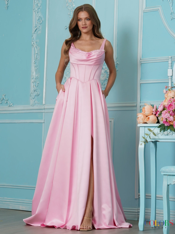 Colors Dress Style #4001 #1 Pink frontface vertical picture