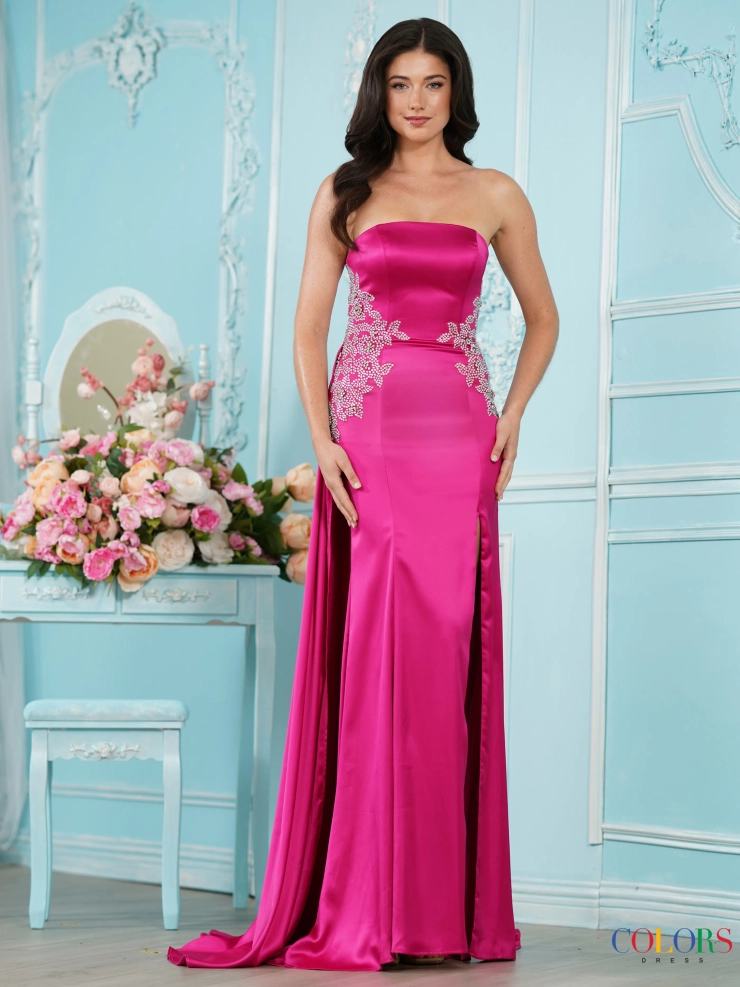 Colors Dress Style #4128 #1 Fuchsia frontface vertical picture