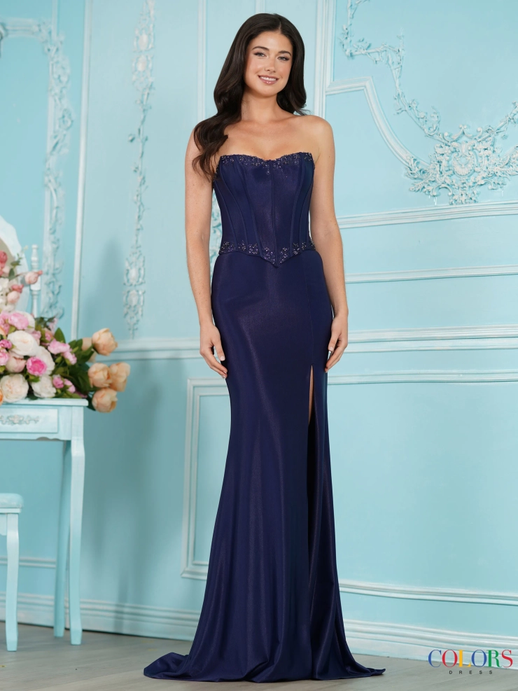 Colors Dress Style #4166 #1 Navy frontface vertical picture