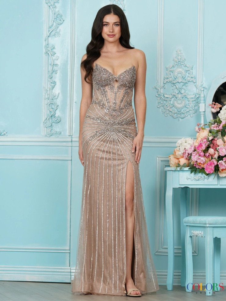 Colors Dress Style #4225 #1 Taupe frontface vertical picture