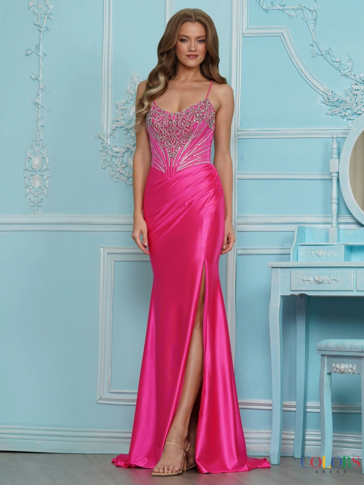 Colors Dress Style #4242 #1 Hot Pink frontface vertical picture