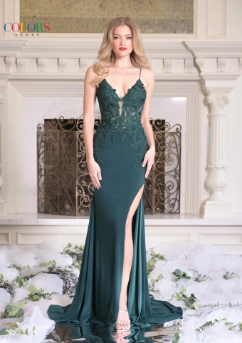 Colors Dress G1086 #1 Deep Green frontface vertical thumbnail