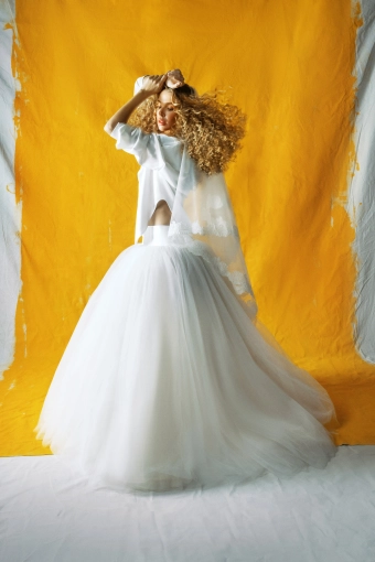 Yellow by Sahar The Gentle Drape Blouse - Shaded Bloom Skirt #1 default backface vertical thumbnail