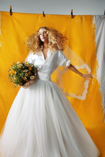 Yellow by Sahar The Gentle Drape Blouse - Shaded Bloom Skirt #0 default frontface vertical cropped thumbnail