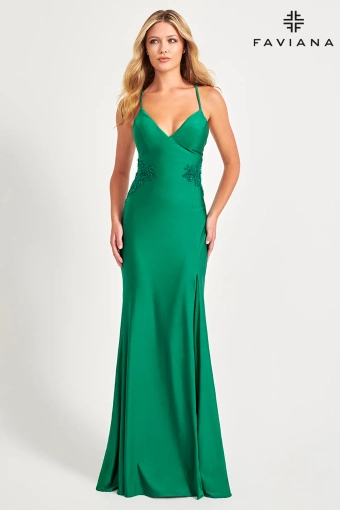 Faviana Prom Dresses Style #11020 #1 Dark Emerald frontface vertical thumbnail