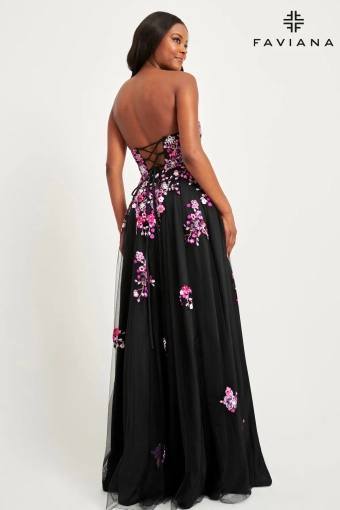 Faviana Prom Dresses Style #11028 #12 Black/Fuchsia backface vertical thumbnail