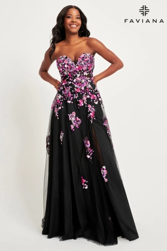 Faviana Prom Dresses Style #11028 #4 Black/Fuchsia frontface vertical thumbnail