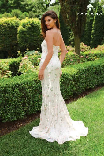 Faviana Prom Dresses Style #11222 #7 Ivory Floral backface vertical thumbnail