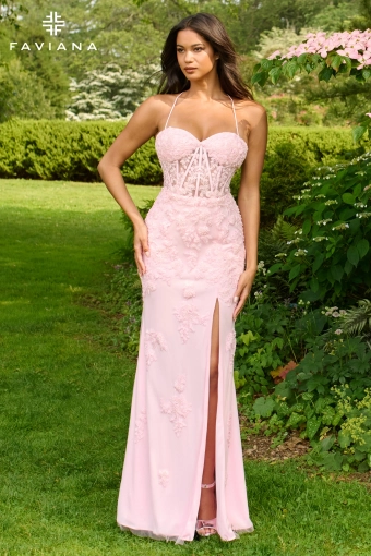 Faviana 11255 Sweetheart Beaded Tulle Corset Dress With Lace-Up Back #2 frontface vertical thumbnail