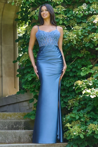 Faviana Prom Dresses Style #11433 #1 Steel Blue frontface vertical thumbnail