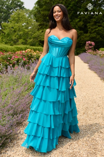 Faviana Prom Dresses Style #11436 #6 Aqua frontface vertical thumbnail