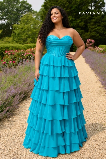 Faviana Prom Dresses Style #11436E #3 Aqua frontface vertical thumbnail