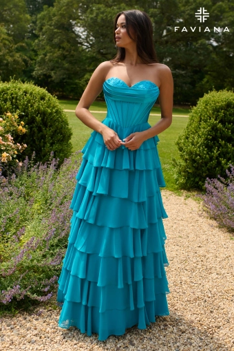 Faviana Prom Dresses Style #11436E #1 Aqua frontface vertical thumbnail