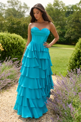 Faviana Prom Dresses Style #11436E #2 Aqua frontface vertical thumbnail