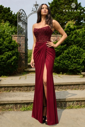Faviana Prom Dresses Style #11445 #1 Merlot frontface vertical thumbnail