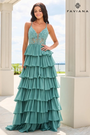 Faviana Prom Dresses Style #11603 #2 Dark Pacific Blue frontface vertical thumbnail