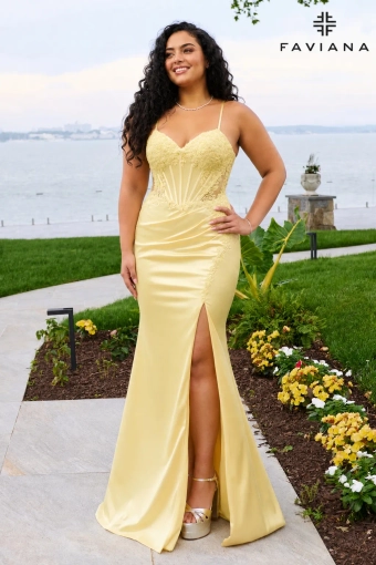 Faviana Prom Dresses Style #11605E #0 default Light Yellow frontface vertical thumbnail