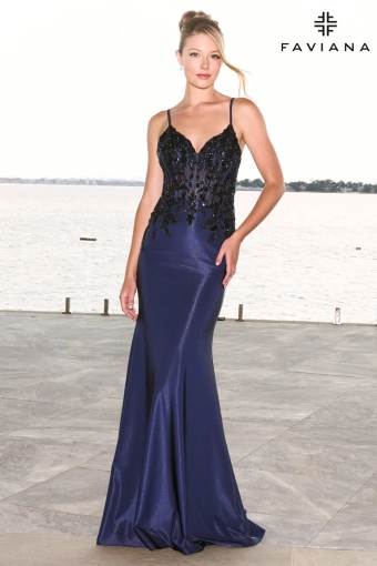 Faviana Prom Dresses Style #11608 #2 Navy frontface vertical thumbnail