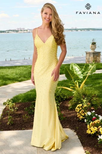 Faviana Prom Dresses Style #11611 #2 Light Yellow frontface vertical thumbnail