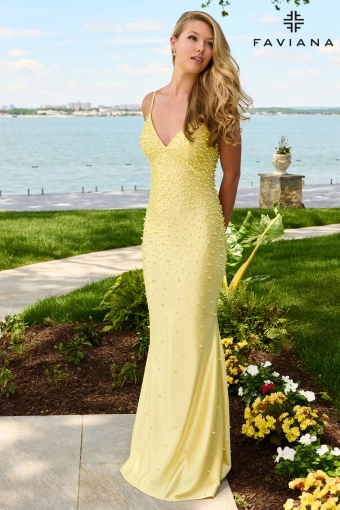 Faviana Prom Dresses Style #11611 #1 Light Yellow frontface vertical thumbnail