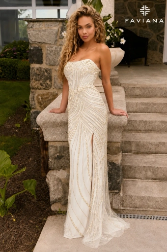 Faviana Prom Dresses Style #11615 #3 Ivory/Gold frontface vertical thumbnail