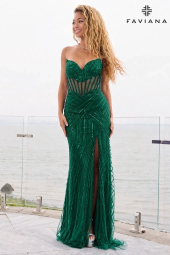 Faviana Prom Dresses Style #11618 #3 Dark Emerald frontface vertical thumbnail