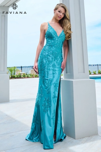 Faviana Prom Dresses Style #11623 #2 Dark Pacific Blue frontface vertical thumbnail