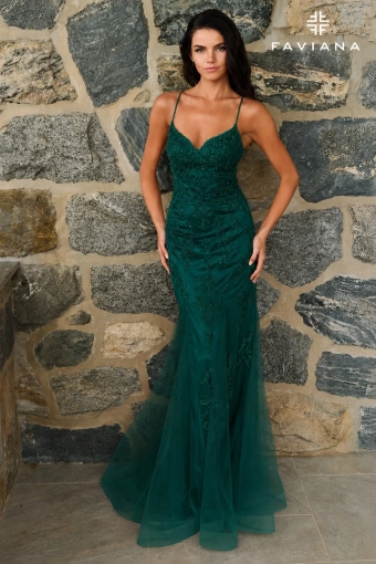 Faviana Prom Dresses Style #11624 #1 Dark Hunter Green frontface vertical thumbnail