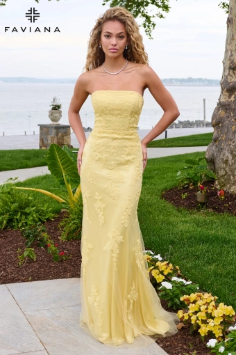 Faviana Prom Dresses Style #11627 #2 Light Yellow frontface vertical thumbnail