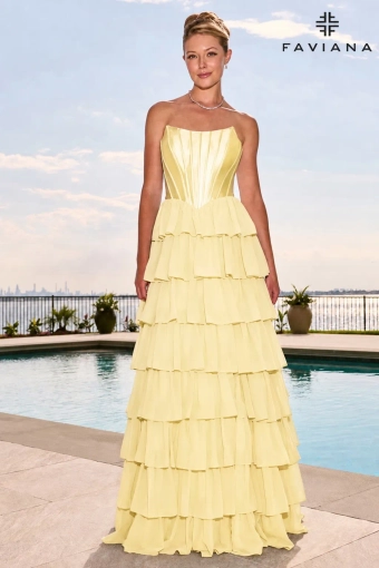 Faviana Prom Dresses Style #11631 #3 Light Yellow frontface vertical thumbnail