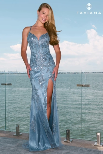 Faviana Prom Dresses Style #11652 #2 Steel Blue frontface vertical thumbnail