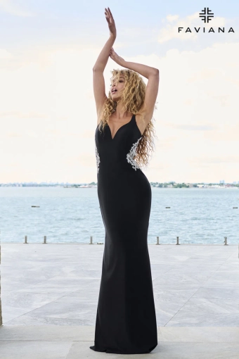 Faviana Prom Dresses Style #11655 #1 Black/Ivory frontface vertical thumbnail