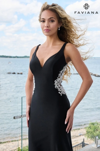 Faviana Prom Dresses Style #11655 #6 Black/Ivory frontface vertical cropped thumbnail