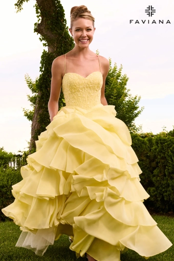 Faviana Prom Dresses Style #11665 #4 Light Yellow frontface vertical thumbnail