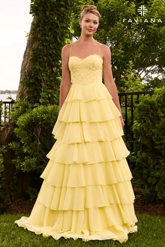 Faviana Prom Dresses Style #11665 #3 Light Yellow frontface vertical thumbnail