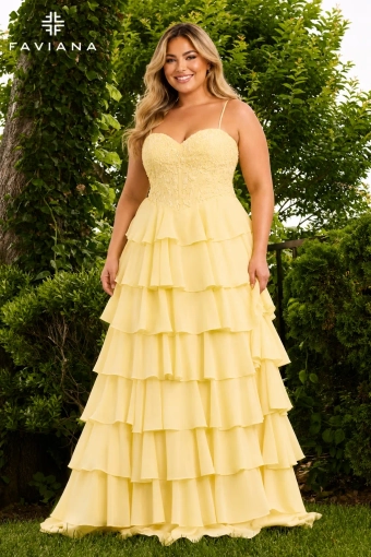 Faviana Prom Dresses Style #11665E #0 default Light Yellow frontface vertical thumbnail