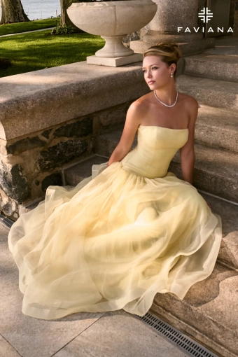 Faviana Prom Dresses Style #11668 #1 Butter Yellow frontface vertical thumbnail